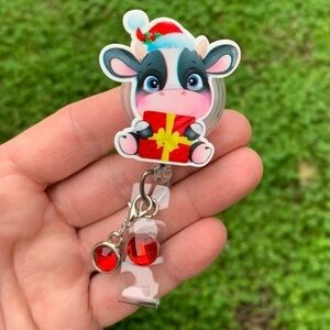 Christmas Cow Badge Holder